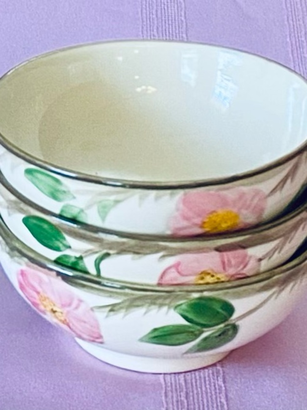 Franciscan Desert Rose Set Of 3 5.5”Footed Oatmeal Bowl Made in USA